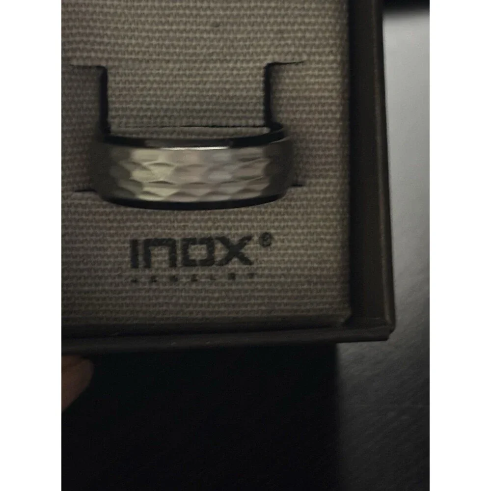New Mens INOX Matte & Plated Black Textured Stainless Steel Ring $60 Sz 10 HOT!